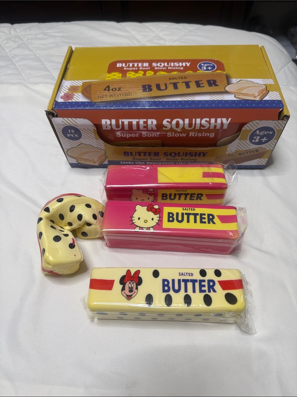 Sets of 3 Butter Yellow Polka Dot Squeeze Toy - Black Spots Squishy